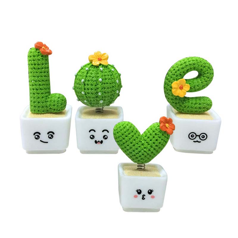 1Pc Miniature Succulent Plants Figurine Resin Cactus Potted for Room/Car Decor