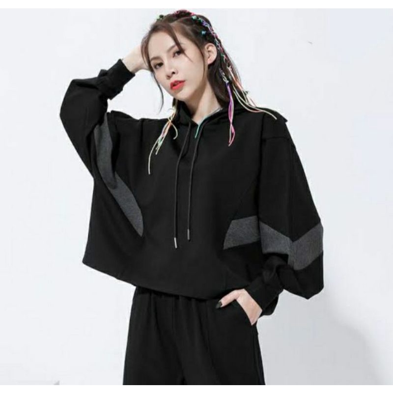 crop hoodie korean style terbaru 2021