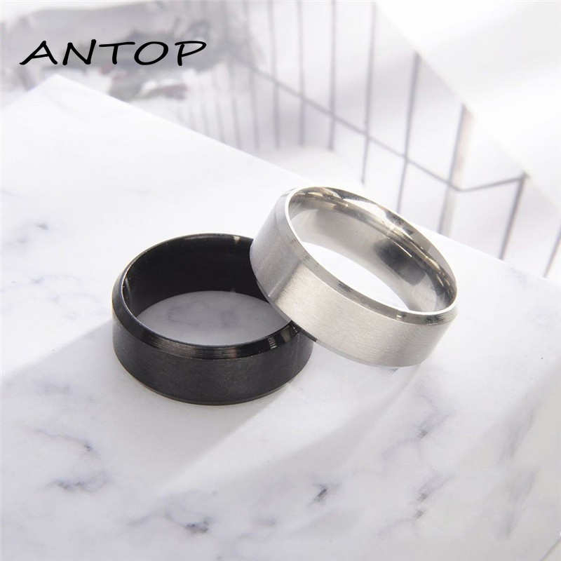 Cincin Matte Stainless Steel Punk Sederhana Untuk Hadiah Perhiasan Fashion Pria ANTOP