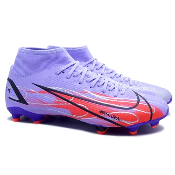 Sepatu Bola Nike Superfly 8 Academy KM FG DB2857 506 - Light Thistle/Metallic Silver