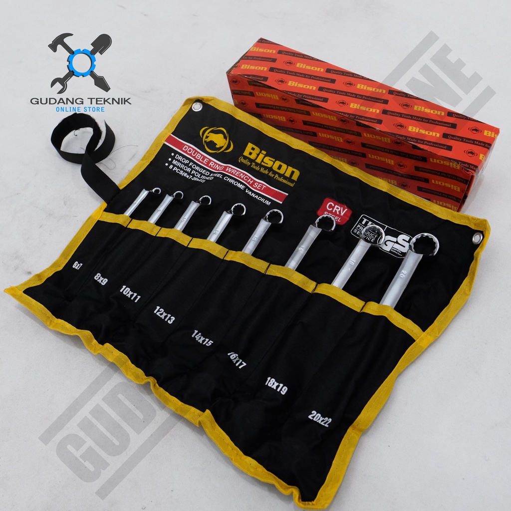 Kunci Ring 1 SET 8pcs 6-22mm Bison / Double Ring Wrench Set 8 pcs 6-22mm