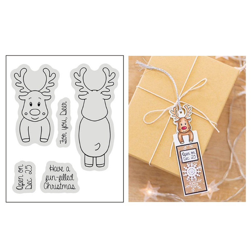 Set Stempel Cutting Dies Bahan Silikon Desain Rusa Kecil Untuk Hadiah Natal