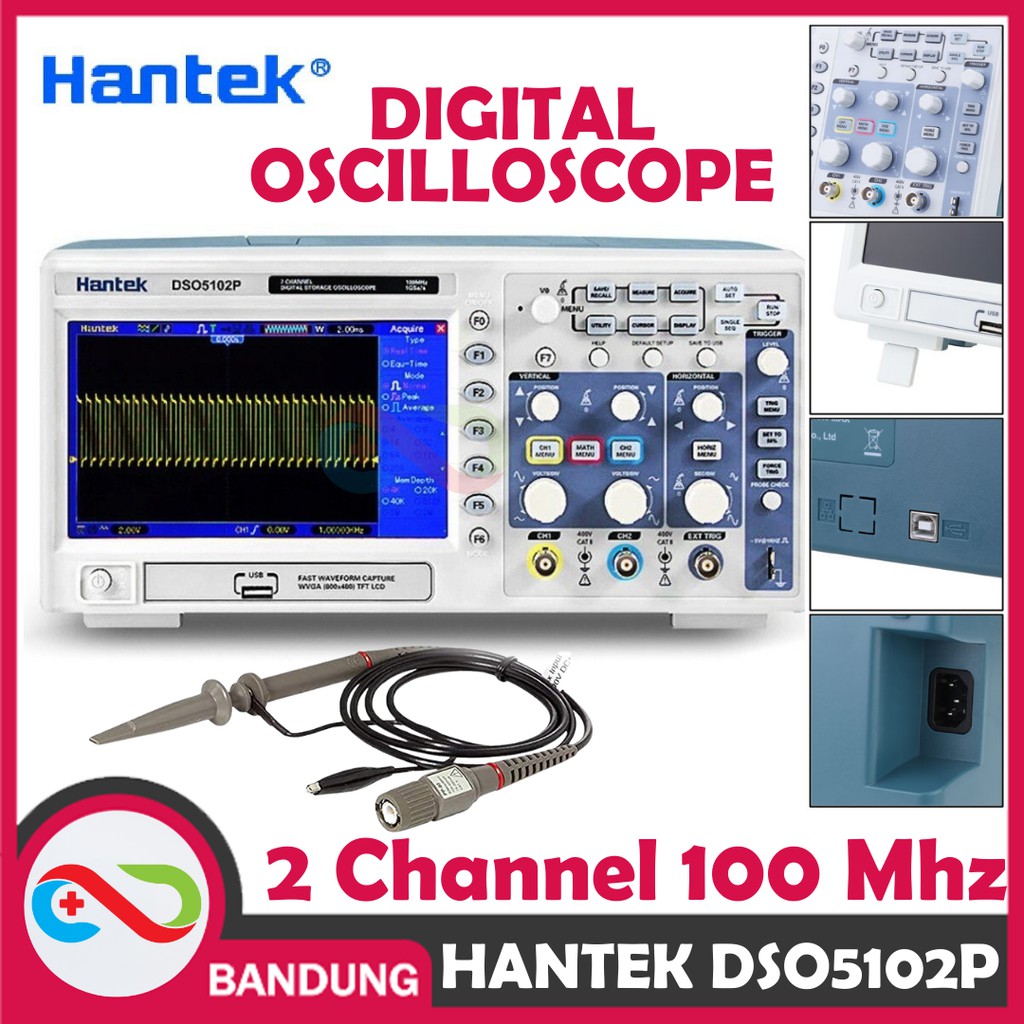 HANTEK DSO5102P DIGITAL OSCILLOSCOPE DSO 2 CHANNEL 100MHZ 1GSA/S