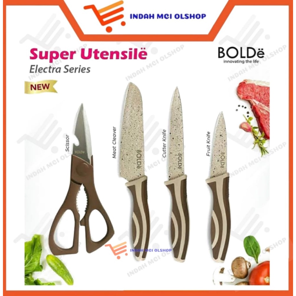 BOLDE Super Utensile Pisau Set Electra Series 3 + 1 / Pisau + Gunting Bolde / Bolde Knife Set