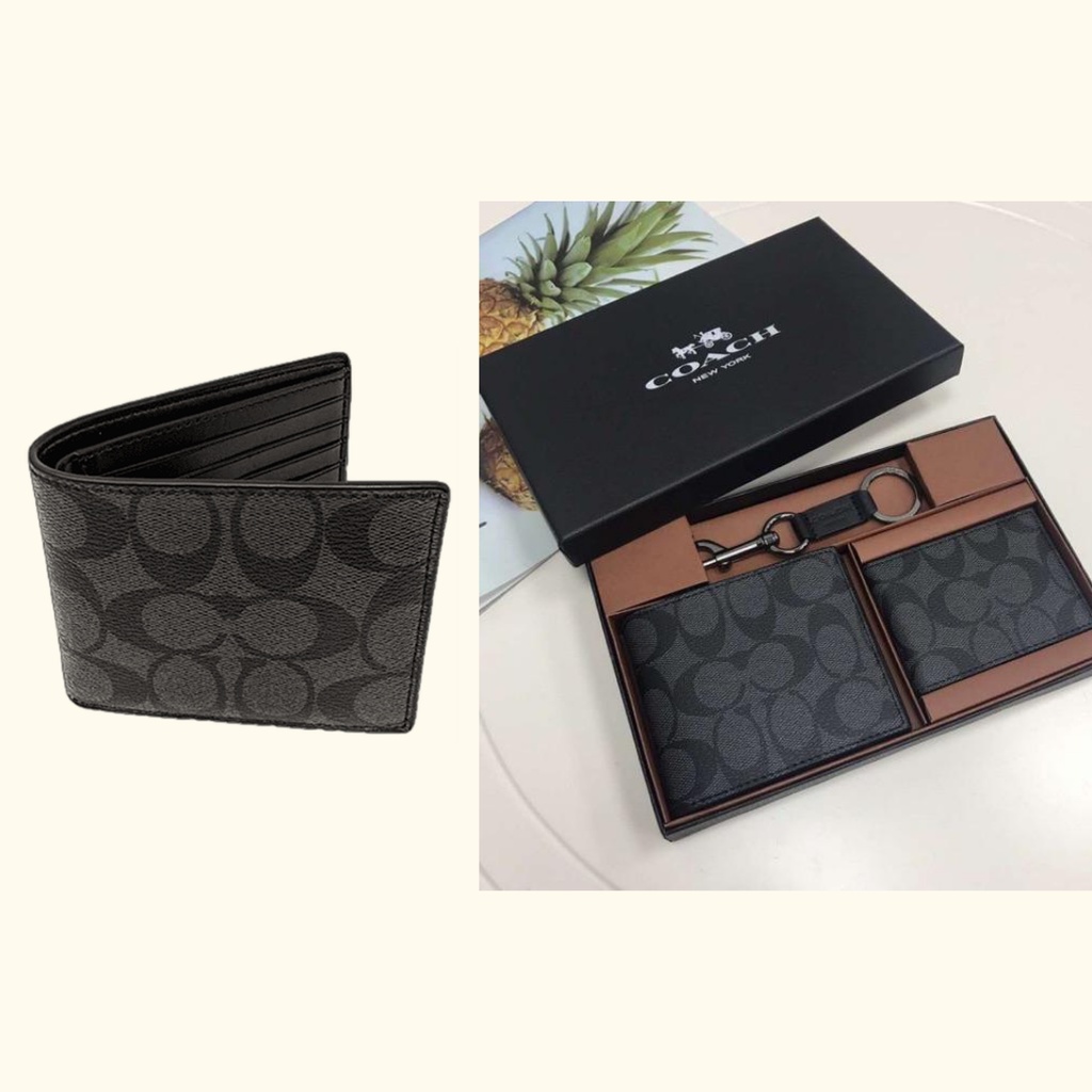 [ORIGINAL 100%] Coach Men Wallet Plus Card Wallet/Coach Dompet Lipat Pria Plus Dompet Kartu