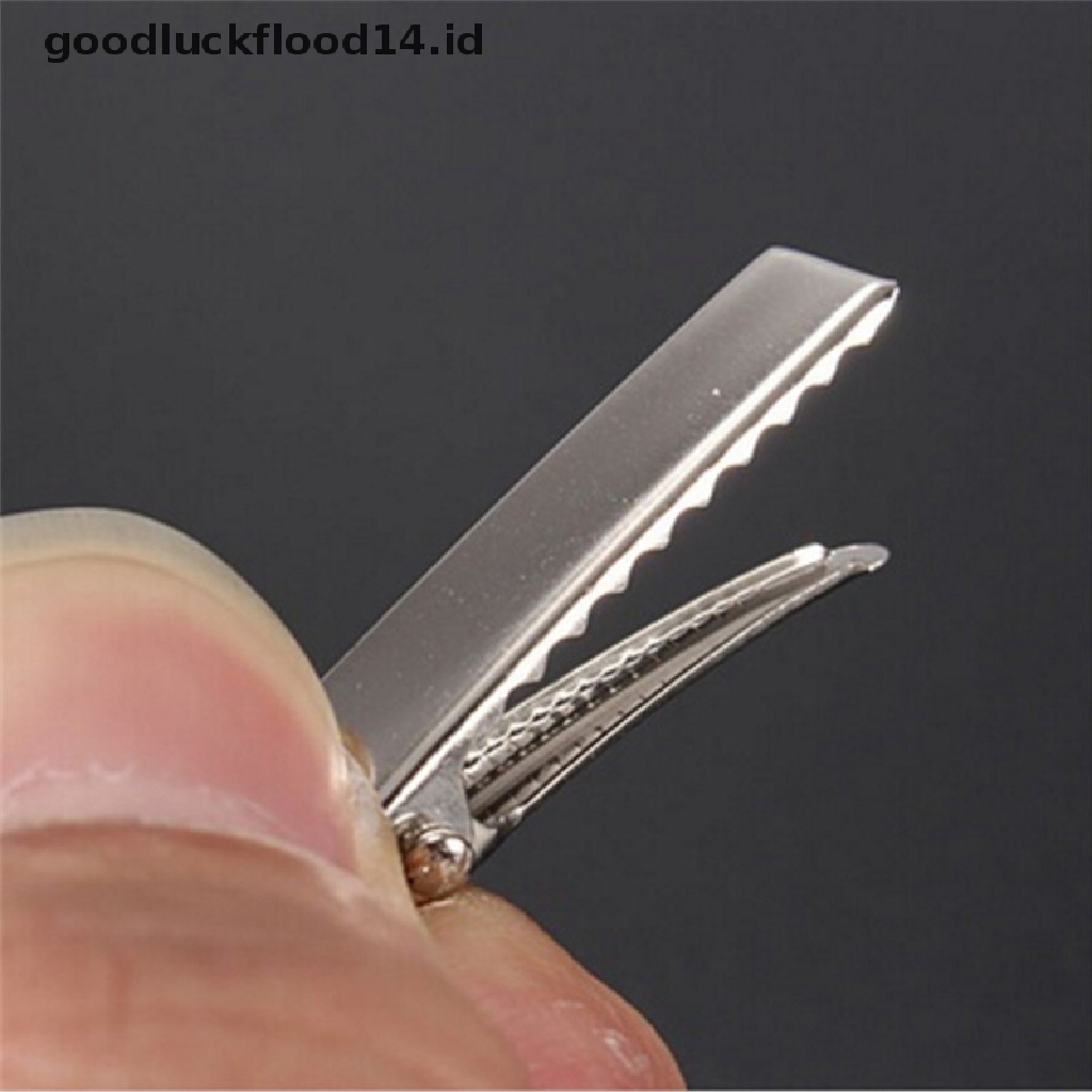 [OOID] 50PCS Fashion Silver Flat Metal Hair Clips Prong Flat Hair Clips Metal Hairpin ID