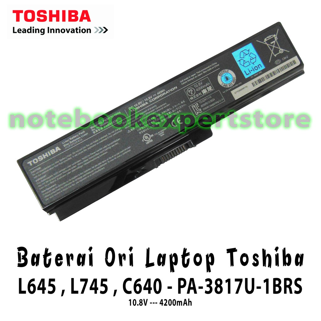 Baterai Toshiba Satellite Original C600 C640 L740 L745 PA3817U PA3817