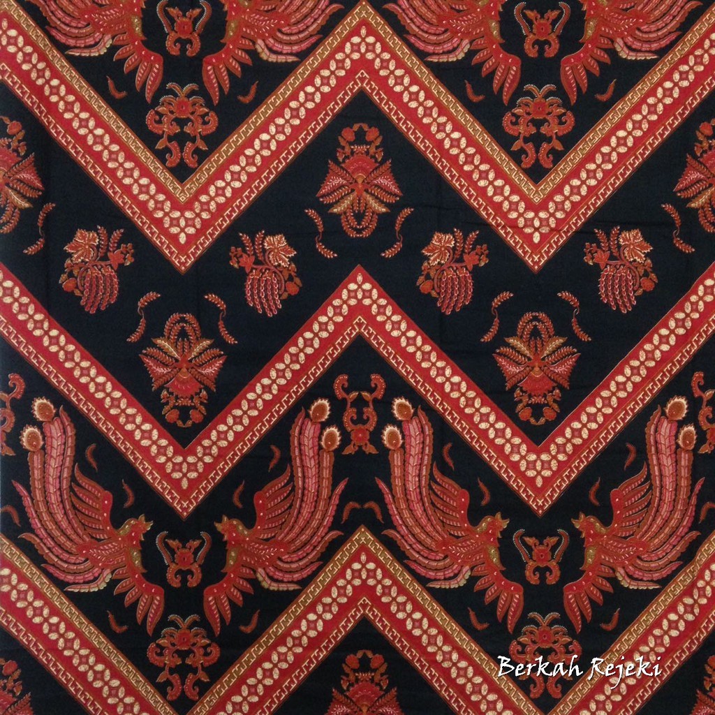 Best Item Kain Katun Motif Kawung Zig Zag Hitam Orange Batik BR