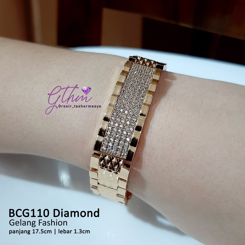 gelang rolek peneng plat permata bcg110 diamond perhiasan imitasi seperti emas asli