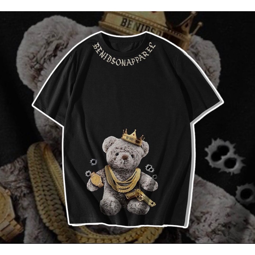 BAJU KAOS OVERSIZE THSIRT BON KING BEAR BLACK
