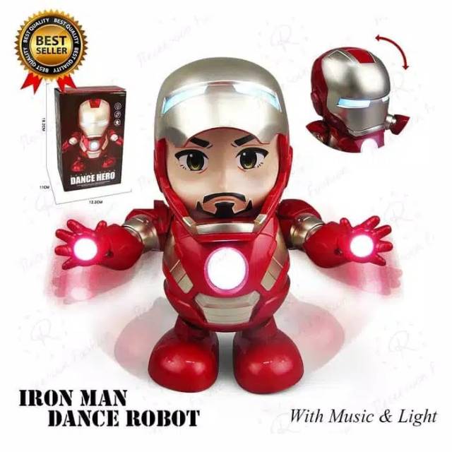 Avengers Ironman Super Hero Smart Dance Robot With Music and LED Light mainan anak