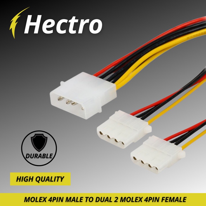 HECTRO Kabel Power Molex 4pin male to Dual Molex 4pin Female Extension