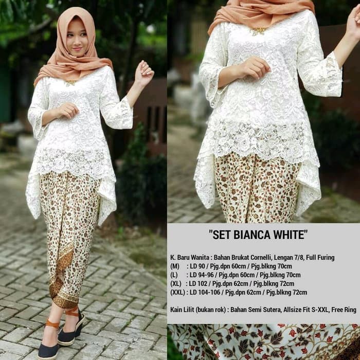 Kebaya Modern Brukat Bianca / Setelan Kebaya Rinjani Brokat Rok Lilit Tosca Dan Pilihan Warna Lain