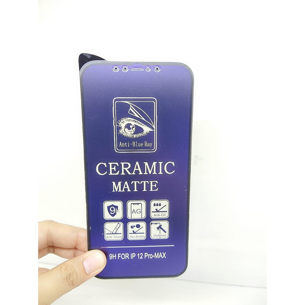 CMAB Ceramic Matte Anti Blue iPhone 12Mini 12 12Pro 12ProMax Anti Gores Glare Full Layar No Sidik