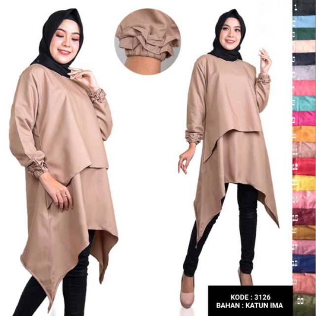 BLUS KATUN • TUNIK KATUN WANITA • FASHION WANITA • PAKAIAN WANITA  • TUNIK KATUN POLOS • 3126