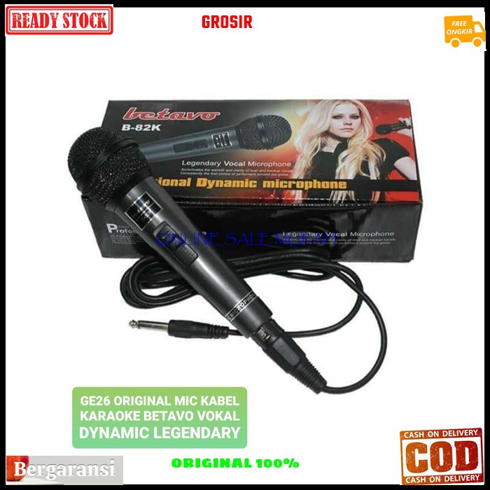 G26 Betavo Mic kabel dynamic legendary original 100% Microphone cable karaoke vocal audio sound suara mik pro profesional vokal mikrophone  1bh mic 1bh kabel mic 3-4meter Bahan pvc suara bagus, jernih dan empuk, bersih dan sensitif micnya cocok buat karao