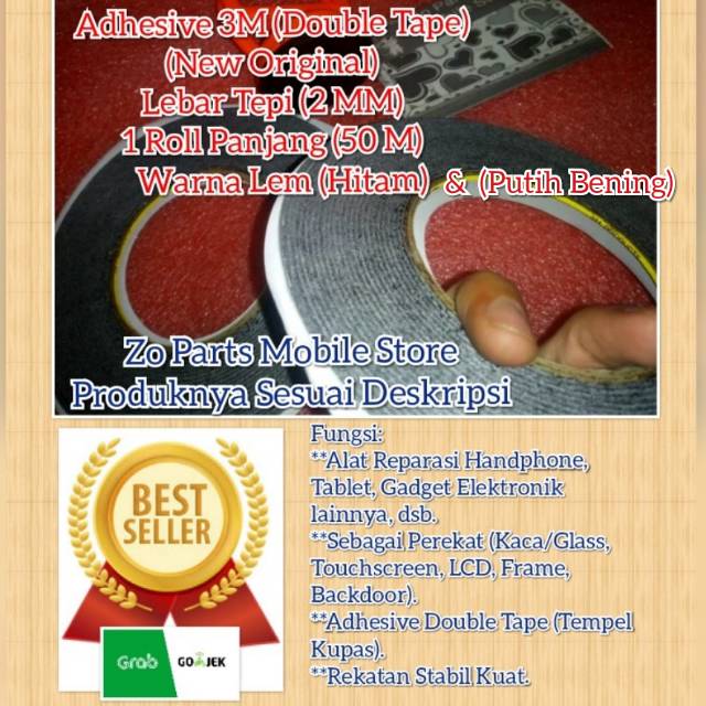 

Lem Double Tape Adhesive 3M (Lebar Tepi 2 MM) (Tebal 1 MM) (Panjang 50 M) (1 Roll) New Original