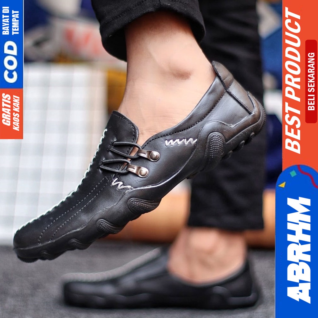 Abrhm Knit - Sepatu Formal Pria Pantofel Kulit Asli