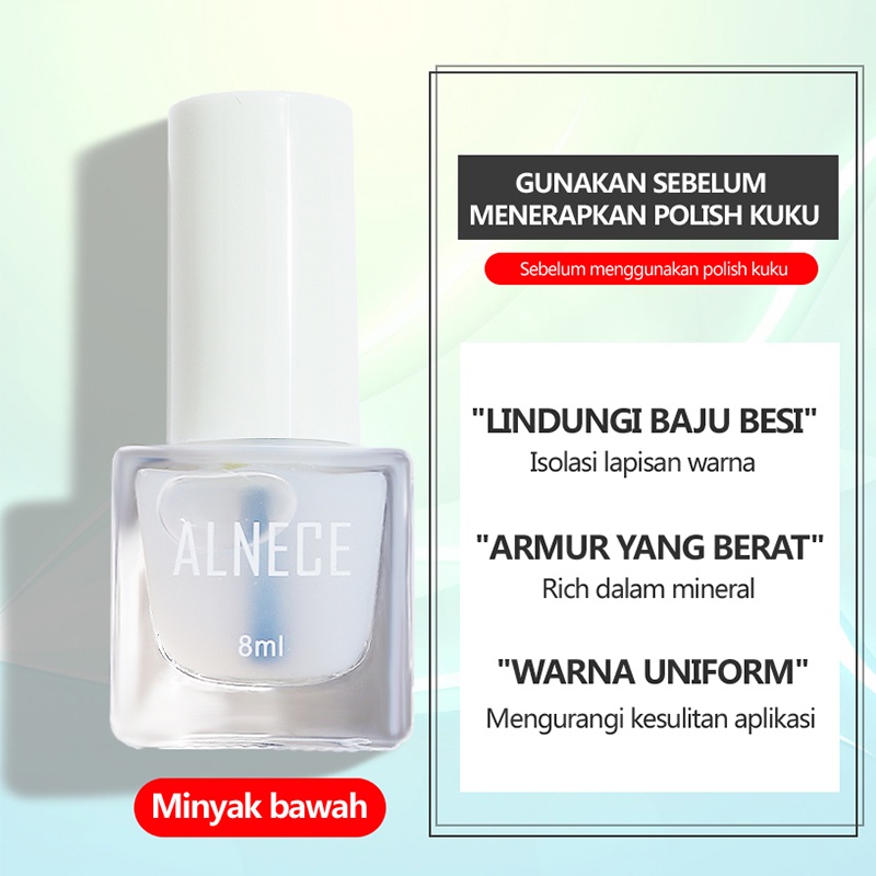 ALNECE 【Bisa Sholat✔️】 Perawatan Kutek peel off Baseminyak kilap minyak dasar halal muslimah kuku