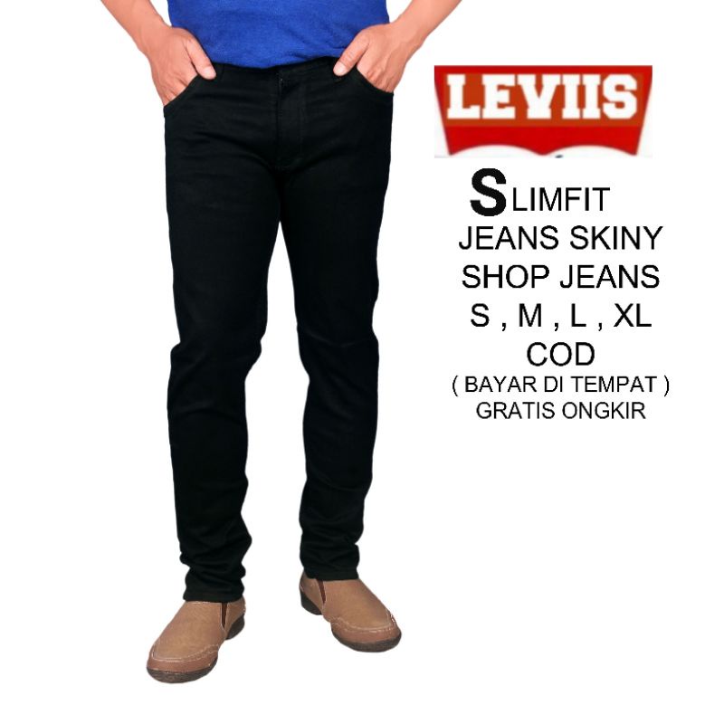 Celana Jeans Pria Slim Fit Streetch Shop Jeans Hitam New Levis Denim / Celana Pria