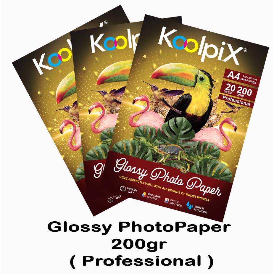 

Glossy Photo Paper merk KOOLPIX 200 Grams Isi 20 Lembar A4