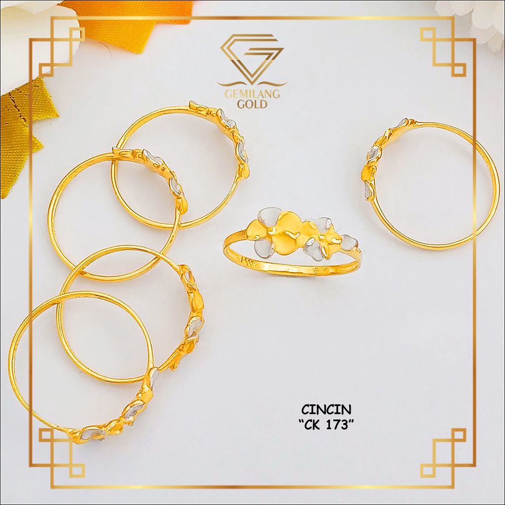 CINCIN EMAS ASLI KADAR 300 (6K) & 375 (8K) MODEL BUNGA TUMPUK, LOVE GEMBOK KUNCI & PENITI RING CINCI