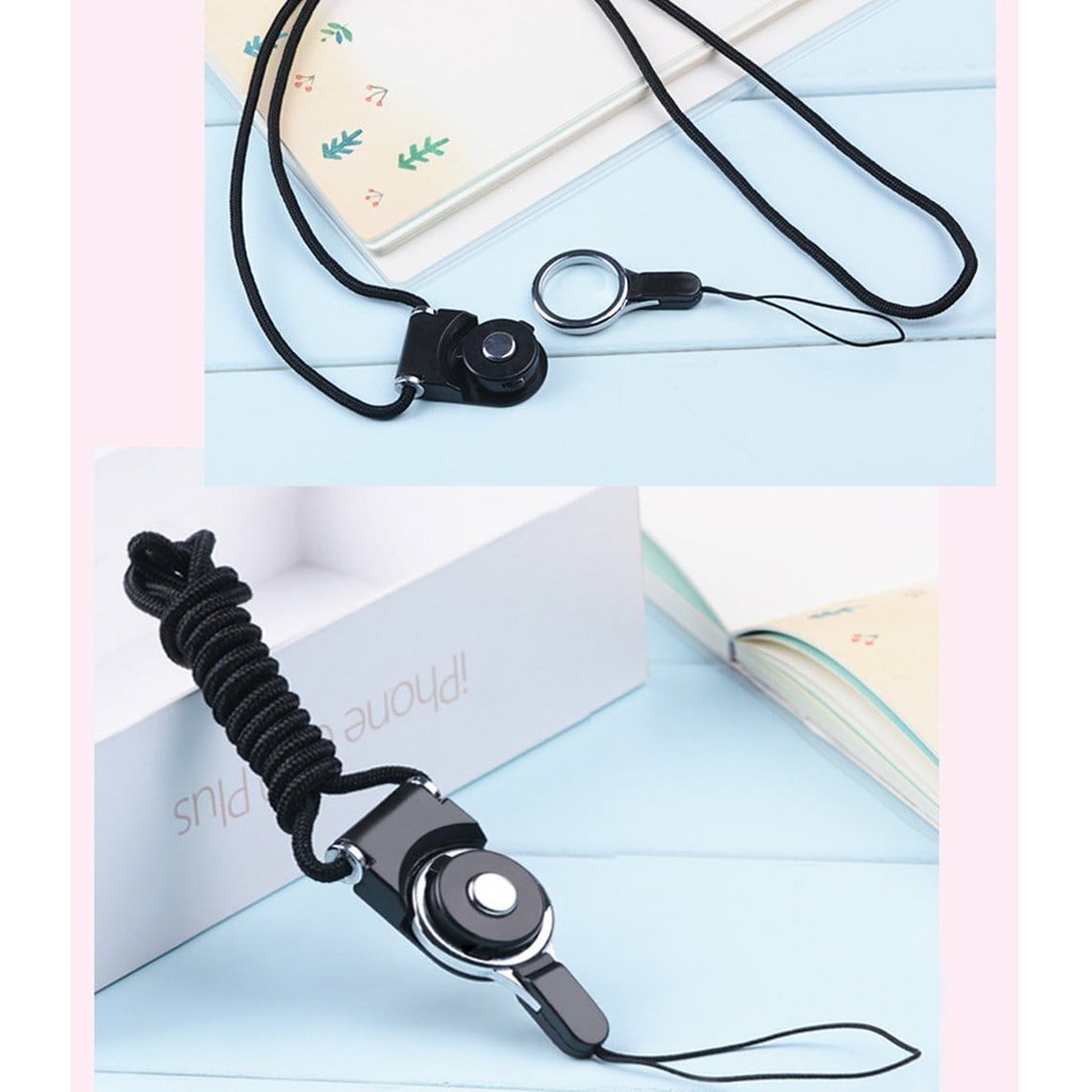 Gantungan tali hp 2in1 ring pencet tali id card leher neck strap tali kalung smartphone