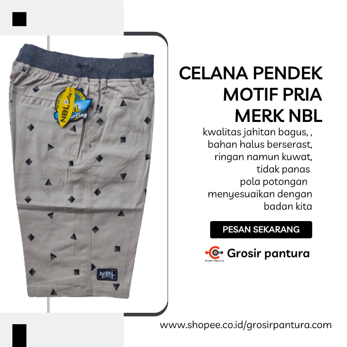 Celana Pendek Chino Pria Distro Jumbo Motif Surfing Pinggang Karet Bermuda
