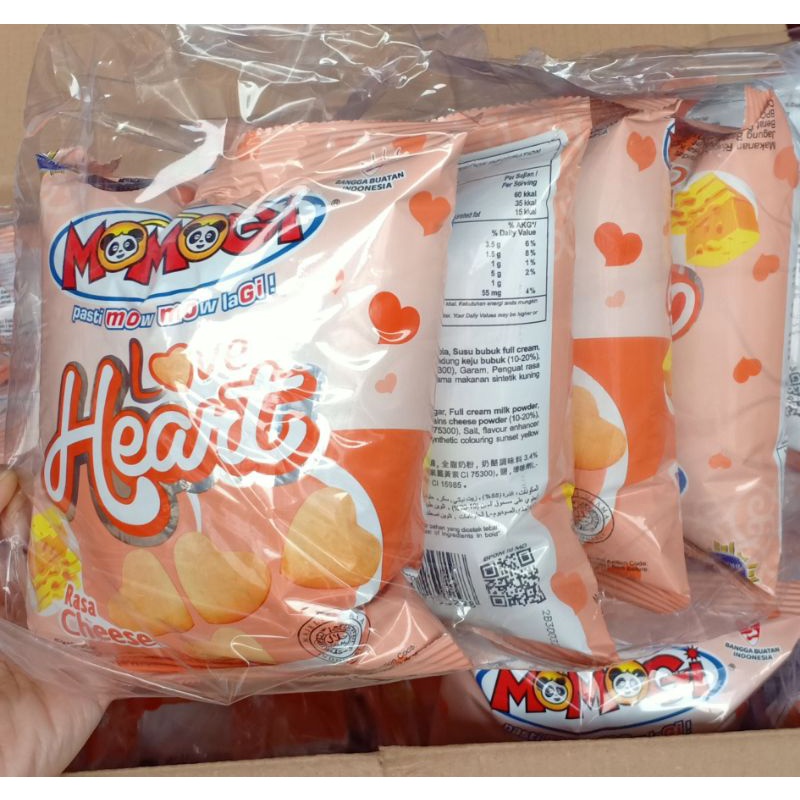 agen distributor makanan ringan snack momogi love heart rasa cheese jagung bentuk hati rasa keju pac