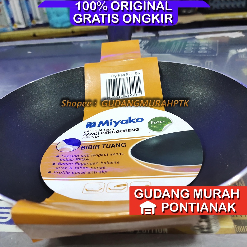 Miyako Panci / Wajan Penggorengan / Fry Pan 18 cm Teflon Anti Lengket FP18A / FP18 A / FP 18A / FP 18 A / FP-18A