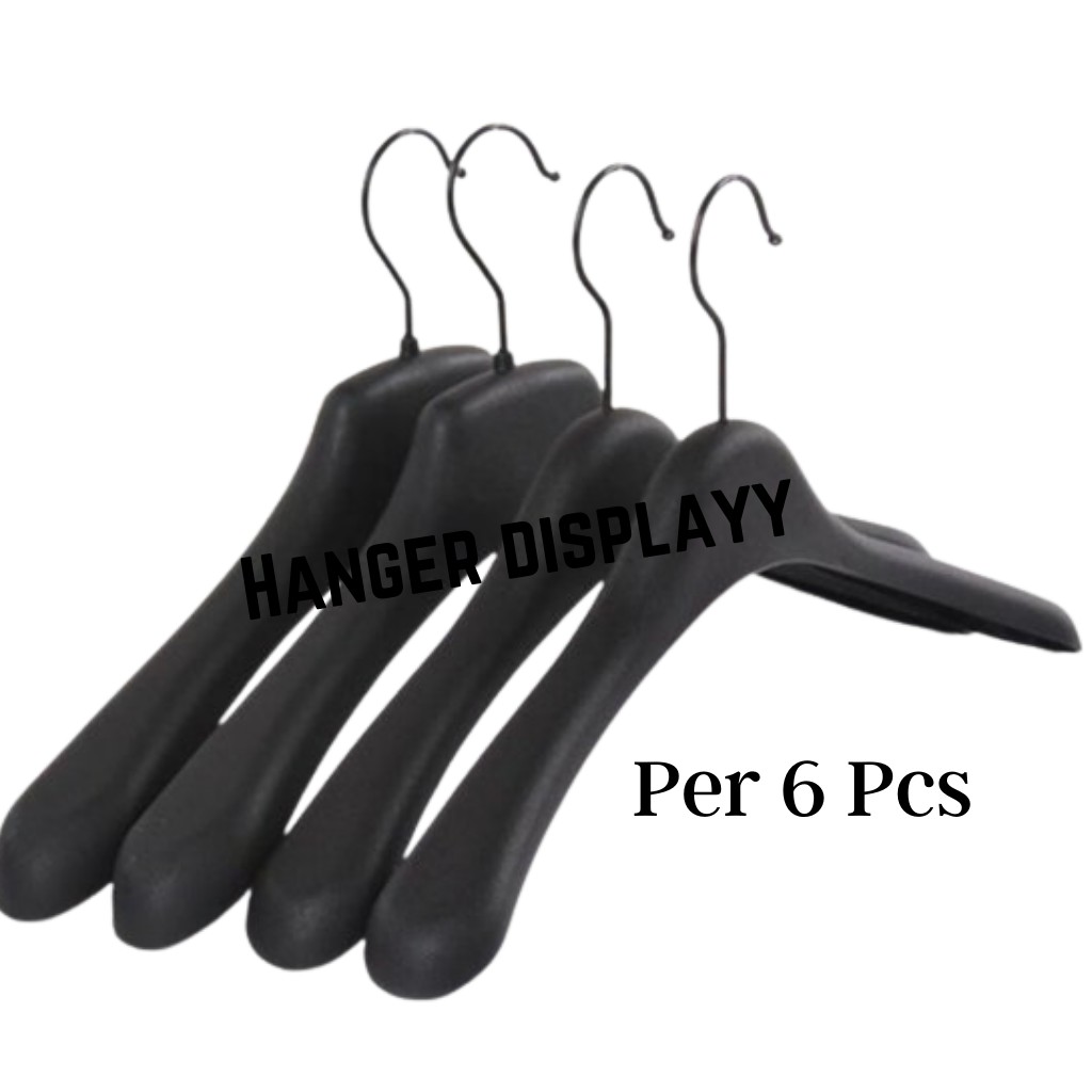 Hanger Gantungan Plastik Distro 181 Gantungan Baju Bebek Jas Berkualitas Hitam (isi 6 pcs)