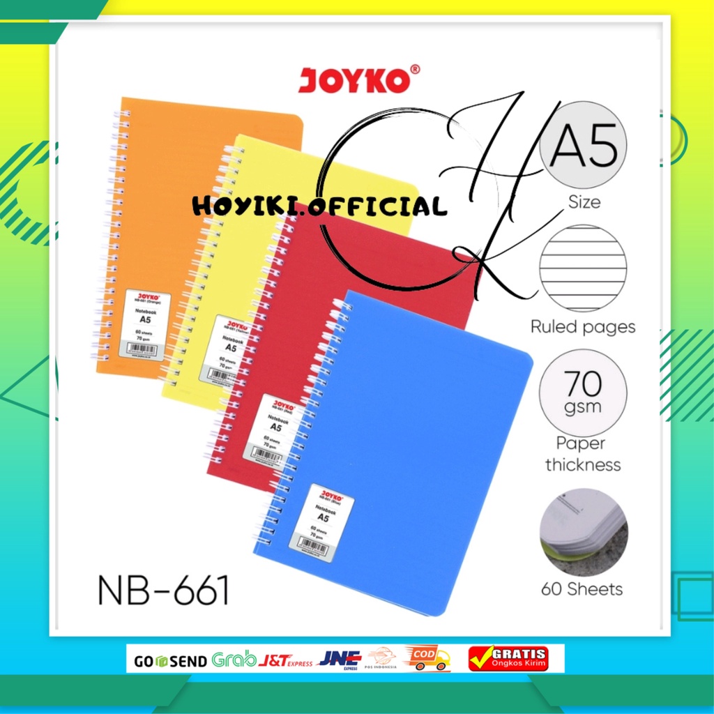 

Ruled Notebook Diary Agenda Buku Catatan Bergaris Joyko NB-661 A5 60 Lembar Notebook A5