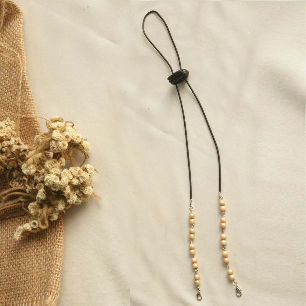 Strap Konektor Masker Choco Pearl by Pagi Masker Hijab Tali Kalung Manik 2in1 Serut Stopper Karet