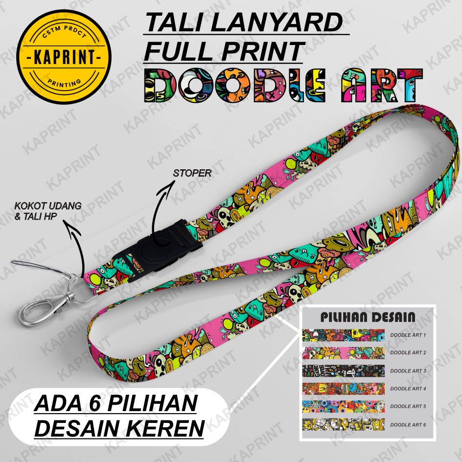 TALI LANYARD ID  CARD / STRAP HP / VAPE / P0 D / DOODLE ART KEREN