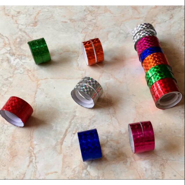 

Selotip/Solasi Plastik Bling Bling Warna Warni Biru