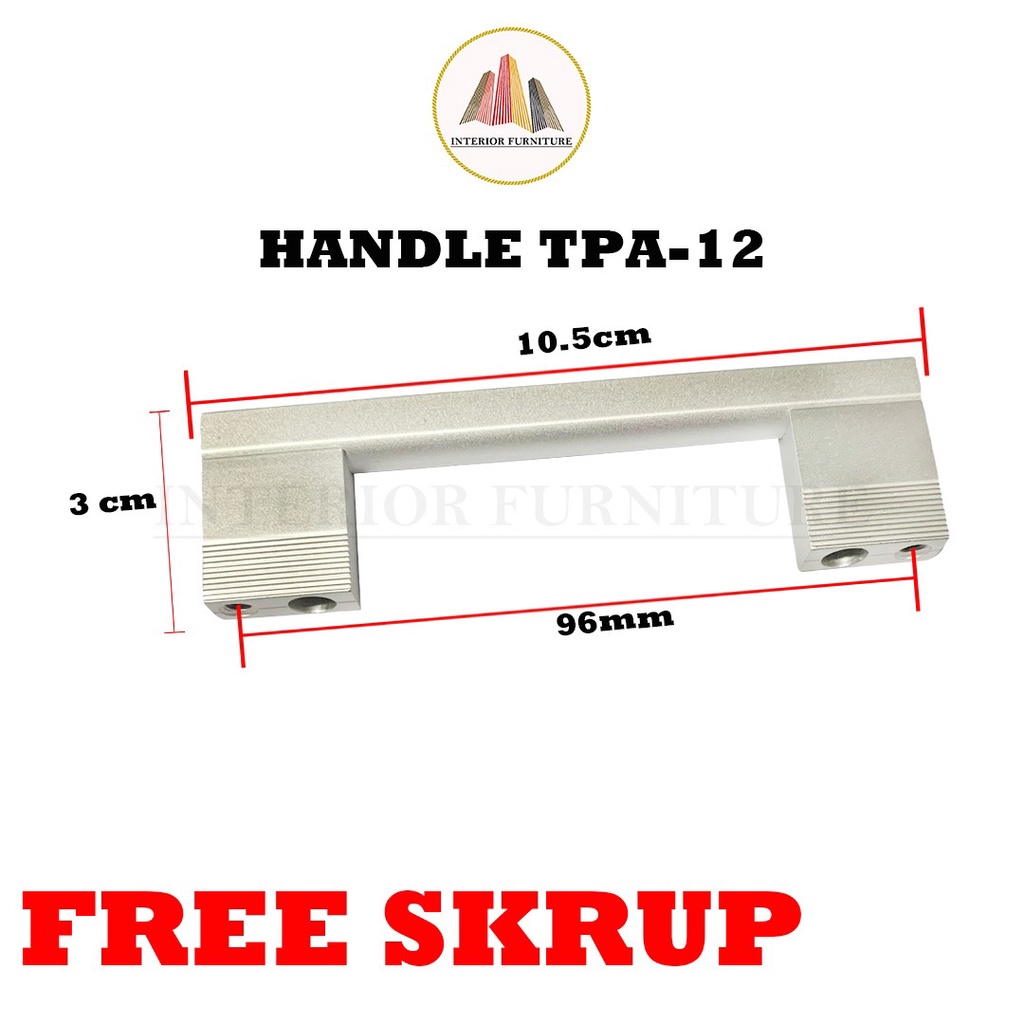 Handle Tarikan Laci / Pintu Lemari Alumunium Huben TPA 12