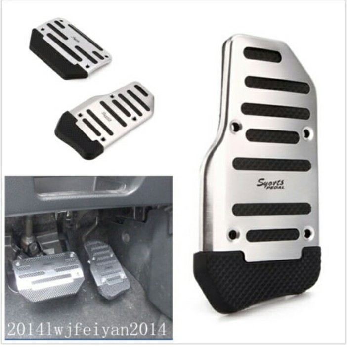 Set Komplit Cover Pedal Gas Rem Mobil Matic Silver Chrom Pads Penutup