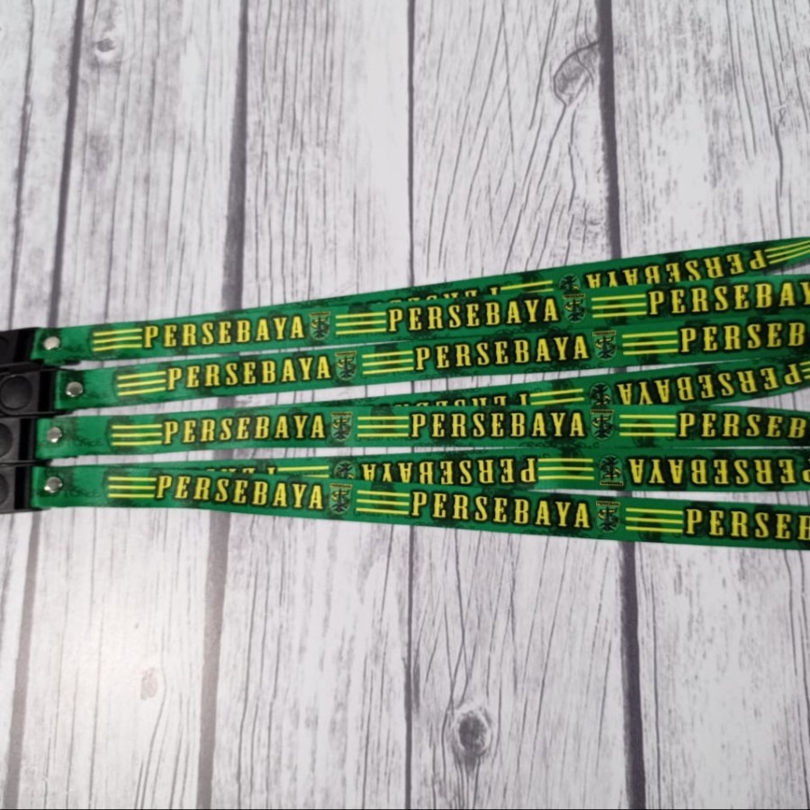 

Lanyard Persebaya hijau strip kuning Printing Custom Design/Surabaya