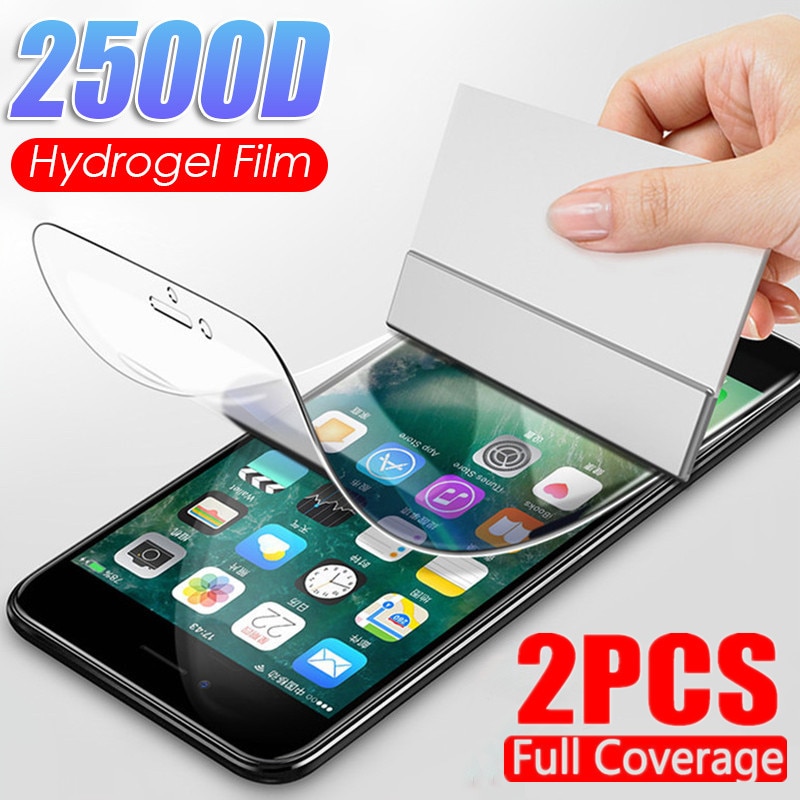 2pcs Film Pelindung Layar Hydrogel Untuk Iphone 7 8 Plus 6 6s Se 2 2020 12 11 Pro Max Mini X Xr Xs Max