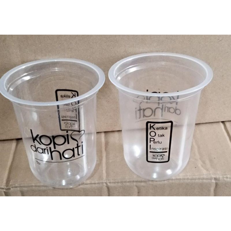 sablon gelas cup plastik 16 Oz oval 8gr