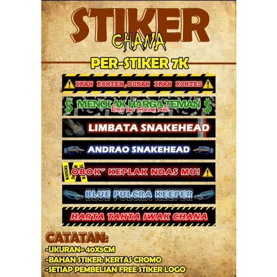 STIKER AQUARIUM, STIKER CHANA, STIKER PANJANG AQUARIUM, STIKER AQUARIUM MURAH, STIKER IKAN HIAS, STI
