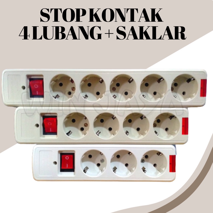 STOP KONTAK SAKLAR NON CP 4 LUBANG COLOKAN LISTRIK 4 LUBANG ON OFF