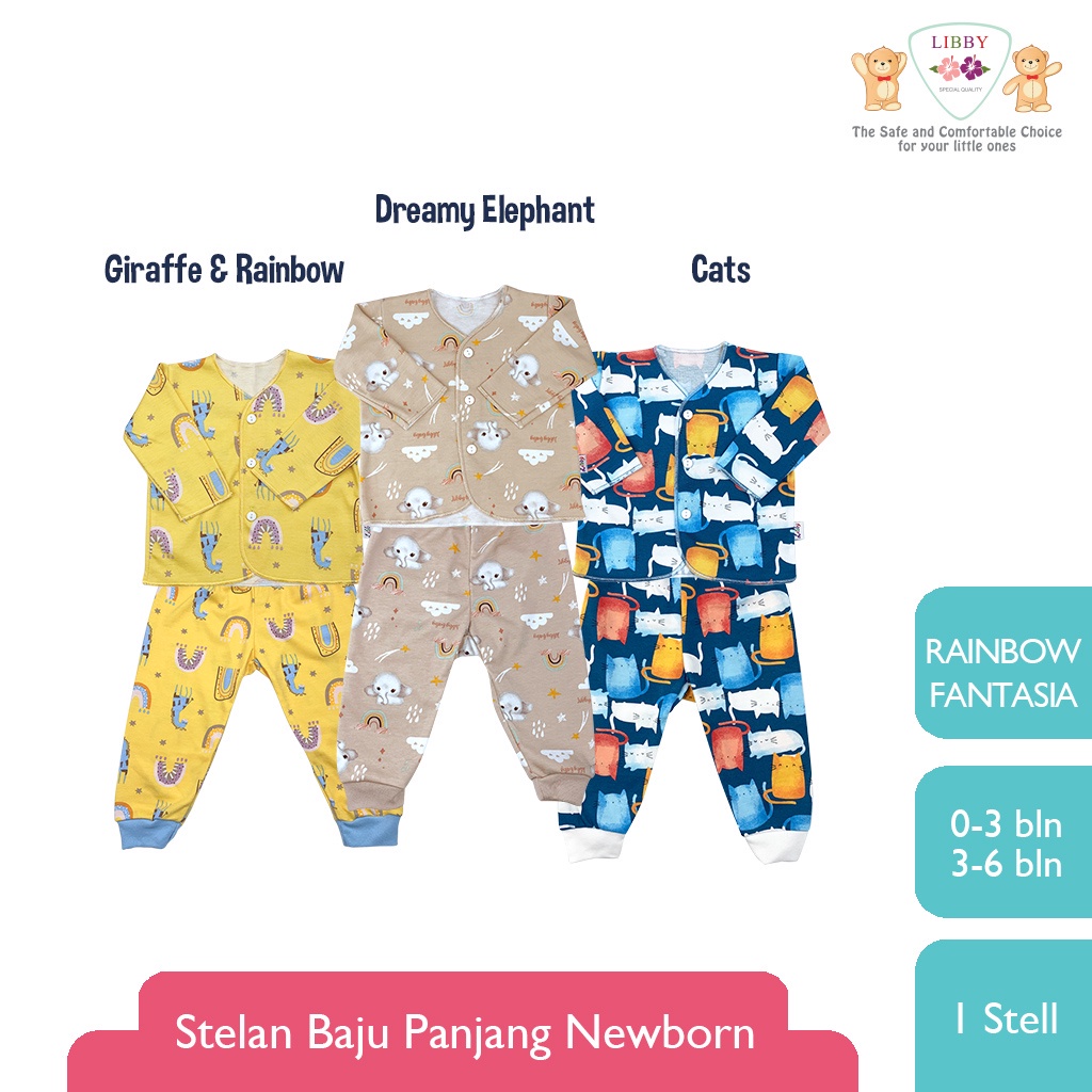 LIBBY Stelan Baju Panjang + Celana Panjang Newborn Motif