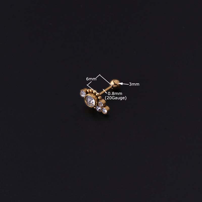 1 Pc Anting Stud Tindik Tulang Rawan Bentuk Geometris Bahan Stainless Steel Dengan Zircon