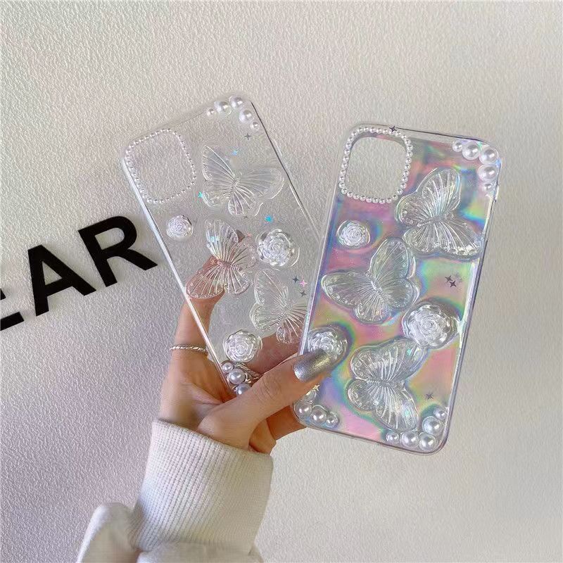 Soft Case Desain Kupu-Kupu 3D Glitter Untuk iPhone 14 Pro Max XR 11 13 Pro Max 7 8 Plus 12 Pro Max 6 6S Plus SE 2020 XS Max X 8 7 6 6S