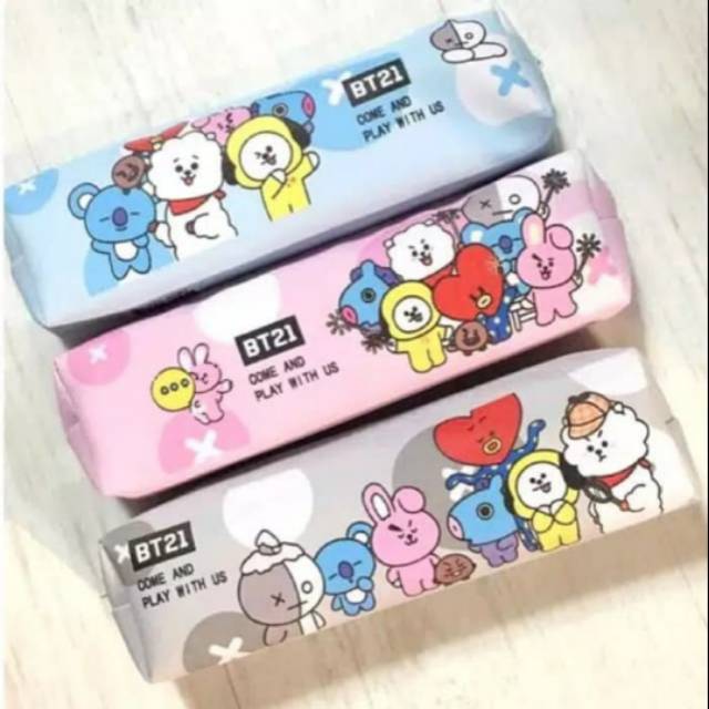 BTS BT21 Kotak ATK Alat Tulis Tempat Pensil Kartun Pencil Case Tepak KPOP K002