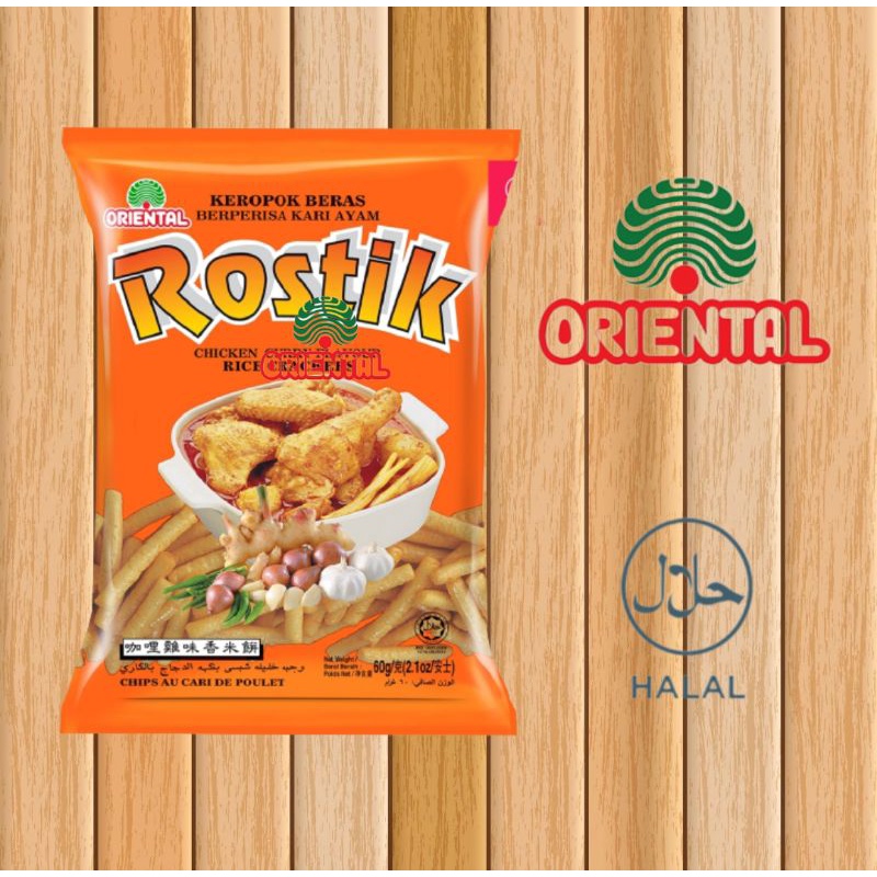 

Oriental Rostik Chicken Curry Flavoured Kerupuk Beras Perisa Kari Ayam 60gr