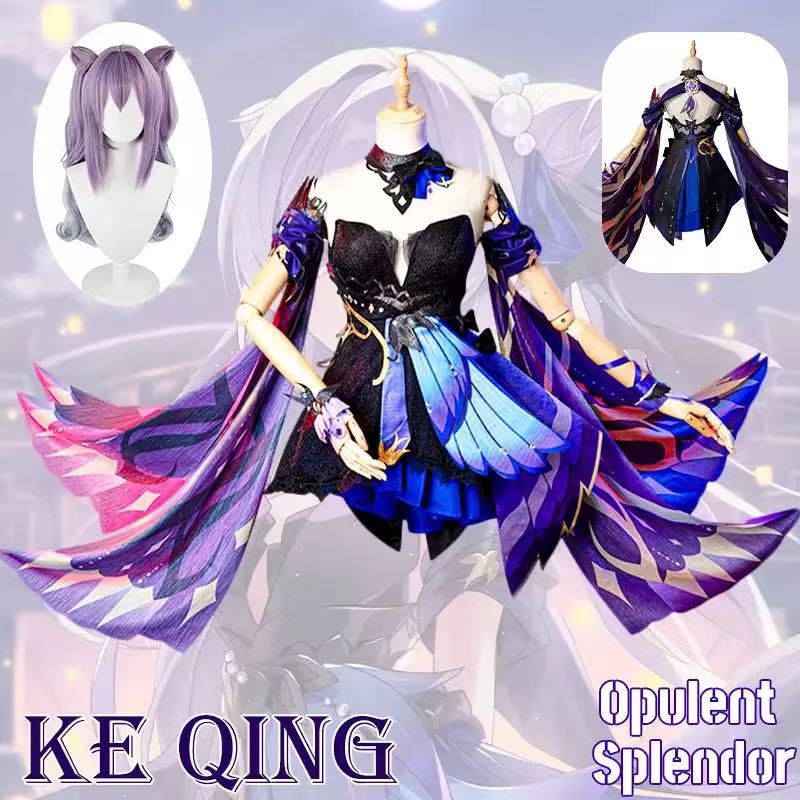Genshin Impact Keqing Costume New Skin Opulent Splendor KeQing Costume Halloween Cosplay Bunny Suit