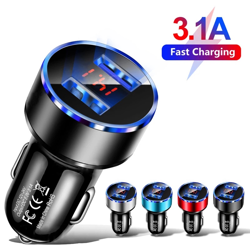 3.1A USB Car Charger / 38W Dual Port Fast USB Car Charger /Compact Power Adapter with Power Delivery &amp; Quick Charge 3.0 Compatible with ios &amp; Android phone