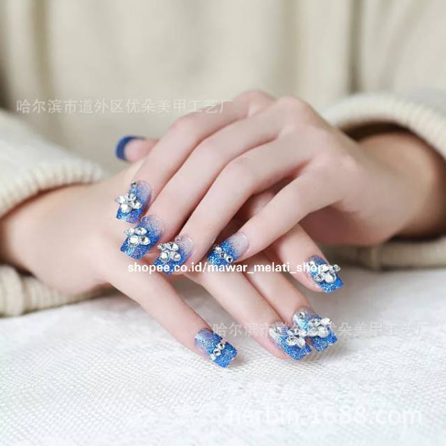 (BO) kuku palsu biru fake nail